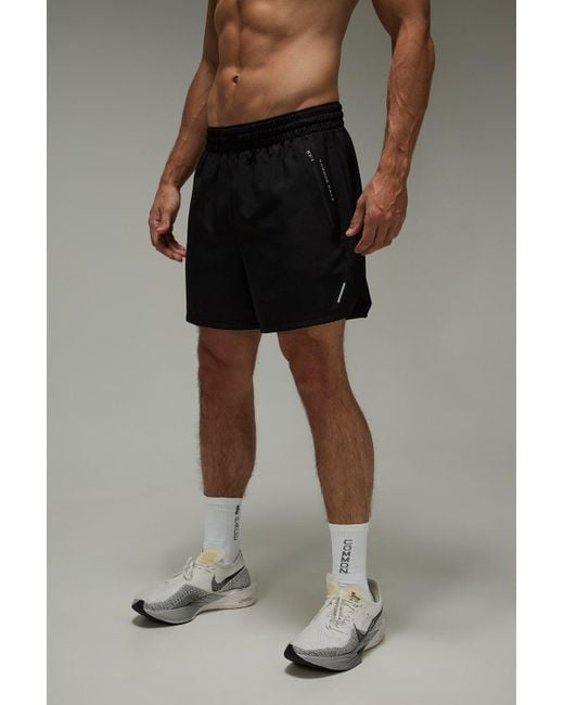 BoohooMAN Common Pace Running Double Waistband 5inch Short in Black für Herren