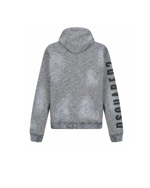 BoohooMAN Gray Dsquared2 Paint Spray Arm Logo Grey Hoodie for men
