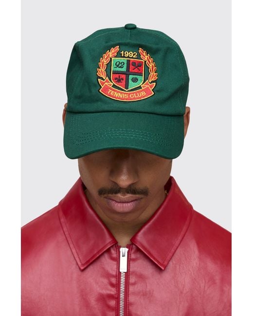 BoohooMAN Red Varsity Patch Cap for men