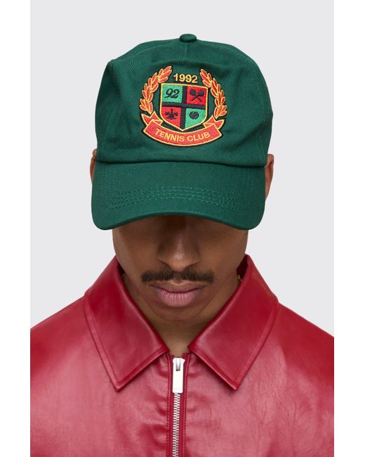 BoohooMAN Red Varsity Patch Cap for men