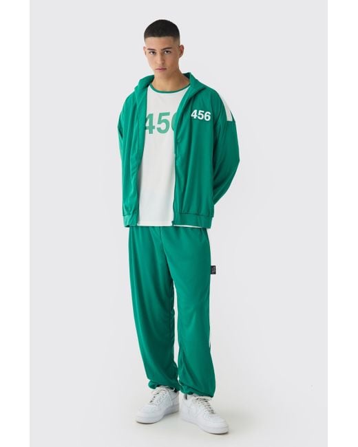 BoohooMAN Green Halloween Squid Game Player Fancy Dress Costume for men