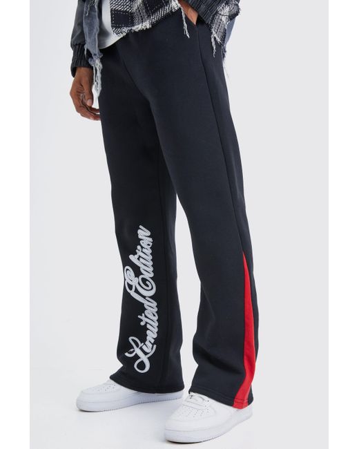 BoohooMAN Blue Limited Edition Script Gusset Joggers for men