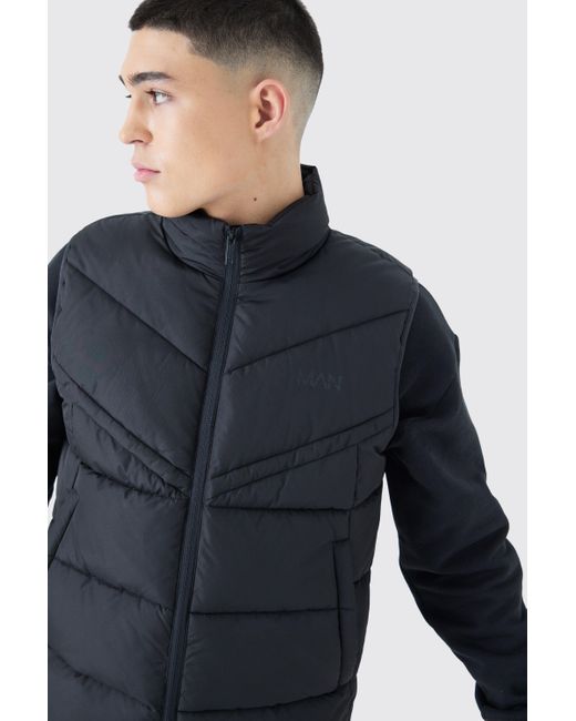 BoohooMAN Blue Man Dash Quilted Funnel Neck Gilet for men