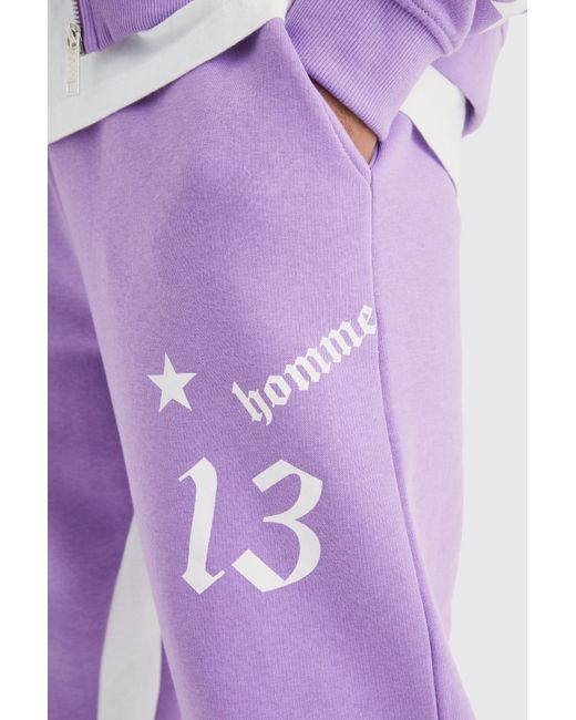 BoohooMAN Purple Oversized Boxy Hooded Gusset Tracksuit for men