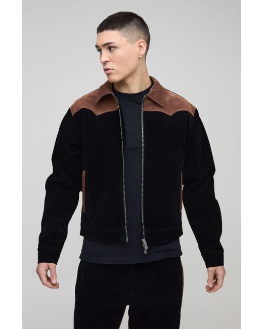 BoohooMAN Beschichtete Western Harrington-Jacke in Blue für Herren