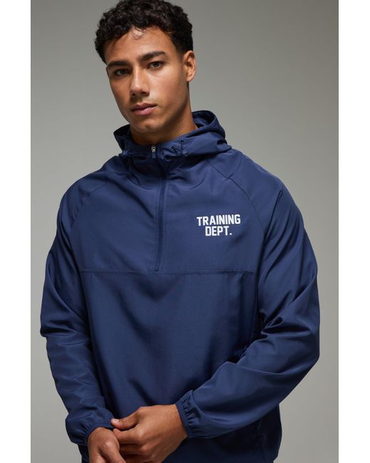 BoohooMAN Blue Training Dept Woven Short Tracksuit for men