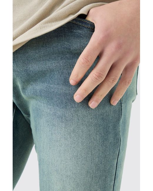 BoohooMAN Skinny Stretch Stacked Jean In Antique Blue für Herren