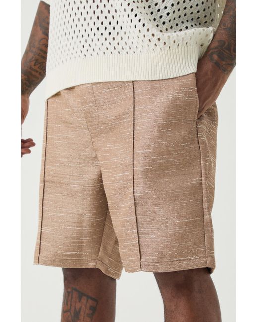 BoohooMAN Natural Plus Textured Pintuck Seam Short for men