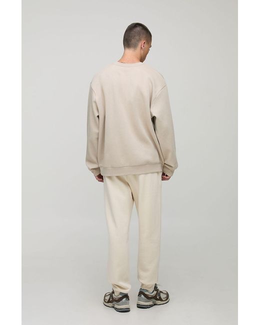 BoohooMAN Natural Basic Oversized Crew Neck Sweatshirt for men