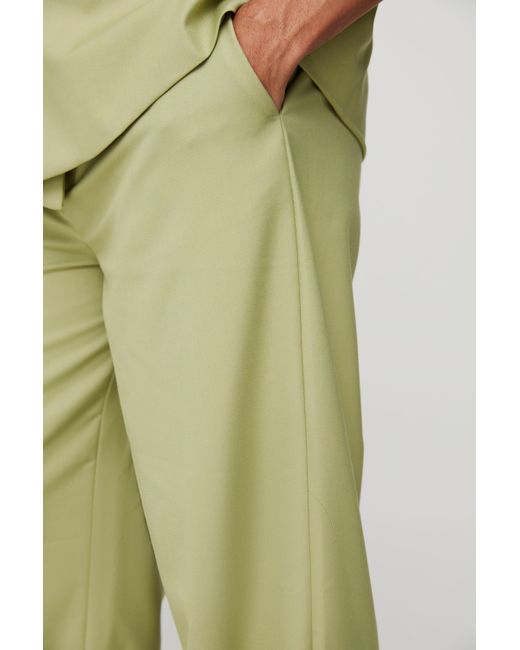 BoohooMAN Green Wide Leg Tailored Pants for men