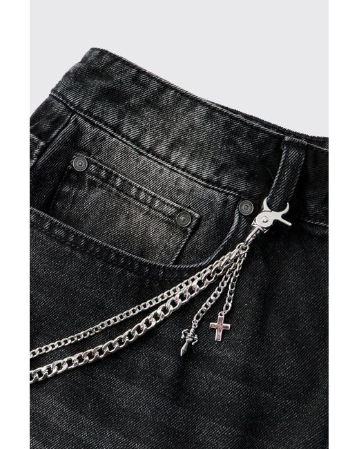 BoohooMAN Black Cross Jean Chain for men