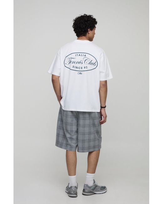 BoohooMAN Gray Wide Leg Plaid Double Pleat Jort for men