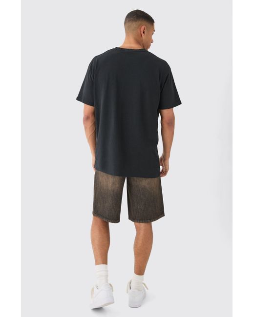 BoohooMAN Black Oversized Distressed T-shirt for men