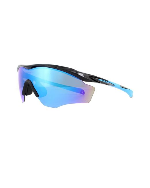 BoohooMAN Blue Oakley Wrap Polished Black Prizm Sapphire Sunglasses for men
