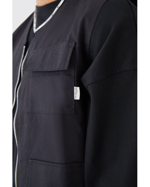 BoohooMAN Twill Utility Vest In Black in Blue für Herren