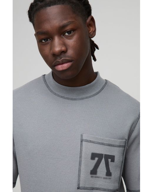 BoohooMAN Oversize T-Shirt & Shorts mit Waffel-Print in Gray für Herren