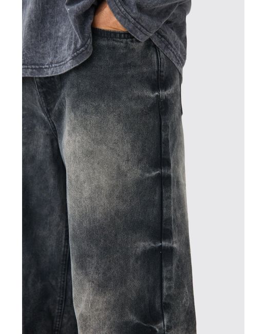 BoohooMAN Extreme Baggy Acid Wash Jeans In Washed Black für Herren
