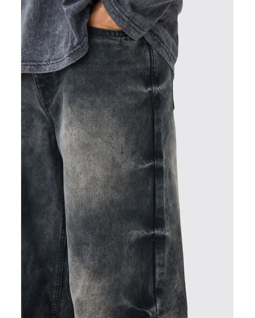 BoohooMAN Extreme Baggy Acid Wash Jeans In Washed Black for men