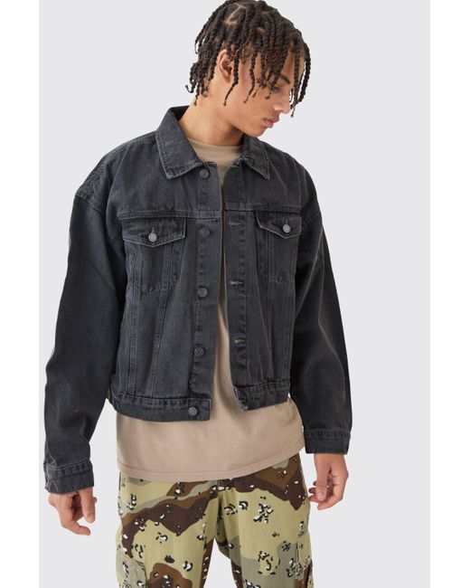 Boohooman black top denim jacket