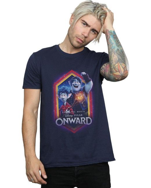 BoohooMAN Blue Disney Onward Brothers Crest T-shirt for men