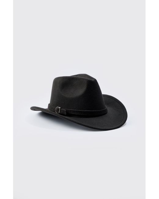BoohooMAN Melton Western Hat In Black für Herren
