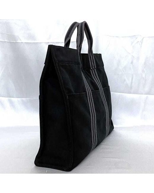 BoohooMAN Hermes Preloved Canvas Tote Bag Black With Gray Stripes Unisex for men