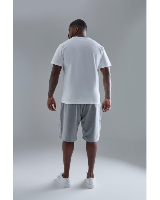 BoohooMAN Gray Plus Tailored Drop Cargo Shorts for men