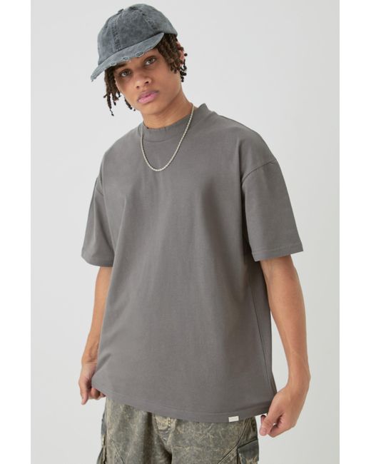 BoohooMAN Oversized Extended Neck Heavy T-shirt in Gray für Herren