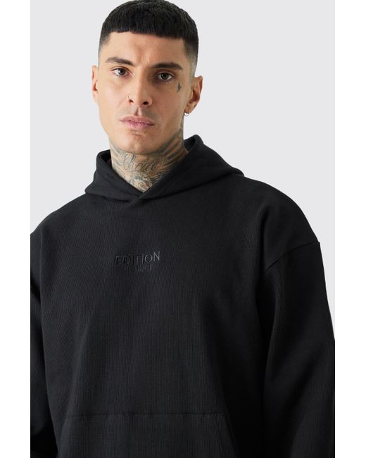 BoohooMAN Black Tall Edition Oversized Heavyweight Ribbed Hoodie for men
