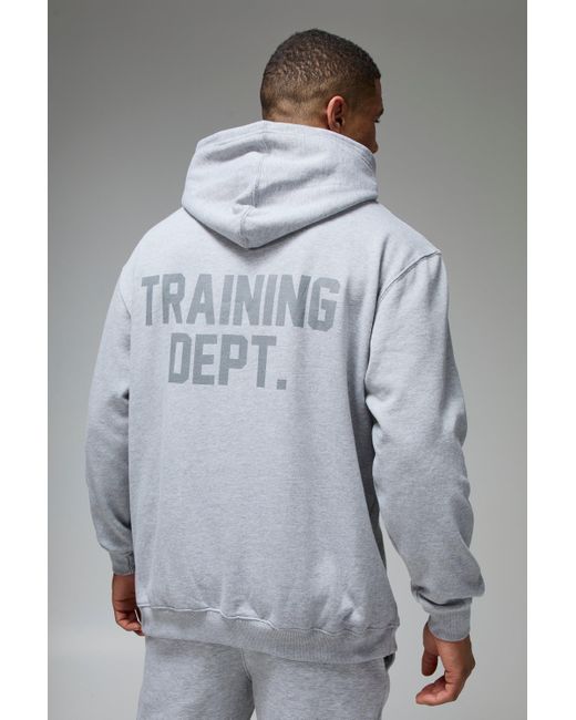 BoohooMAN Gray Active Training Dept Oversized Hoodie for men