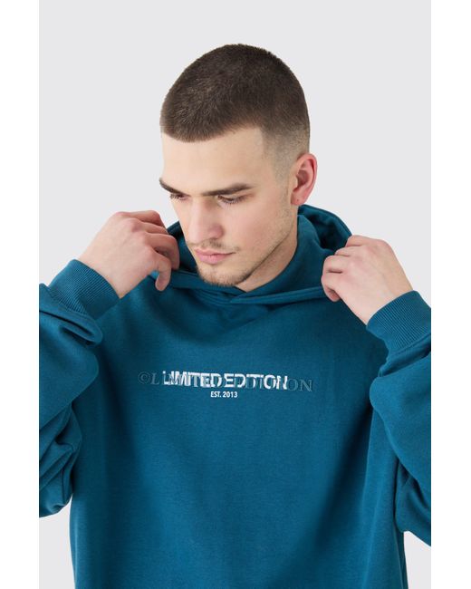BoohooMAN Blue Tall Oversized Basic Limited Head Hoodie for men