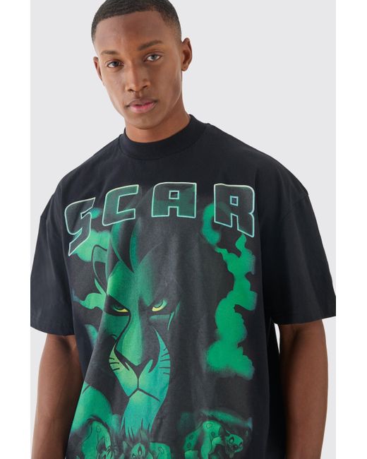 BoohooMAN Green Oversized Disney Scar Large Scale License T-shirt for men