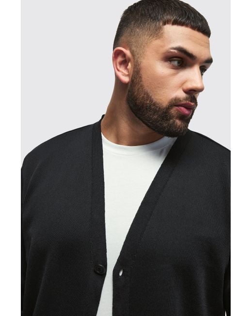 BoohooMAN Plus Basic Regular Fit Cardigan in Black for Men Lyst UK