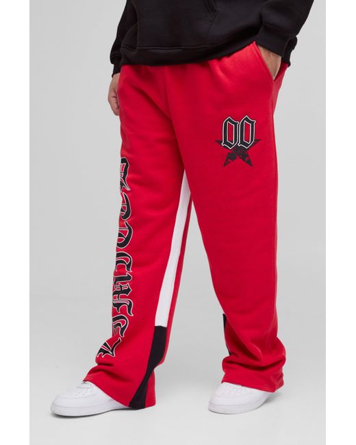 BoohooMAN Plus Limited Print Flared Gusset Sweatpants for men