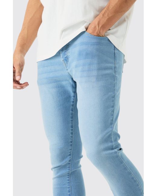 BoohooMAN Skinny Stretch Flare Jean In Light Blue for men