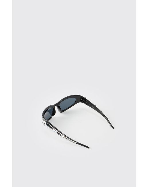 Gafas De Sol Negras Rectangulares Con Forma De Estrella Boohoo de color White