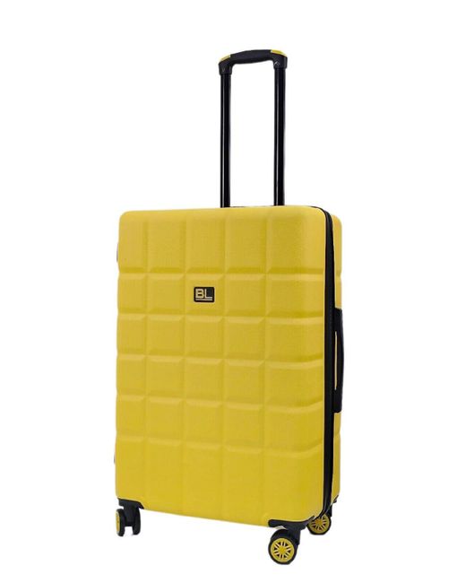BoohooMAN Infinity Leather Yellow Hard Shell Classic 8 Wheel Cabin Luggage Case Travel Suitcases for men
