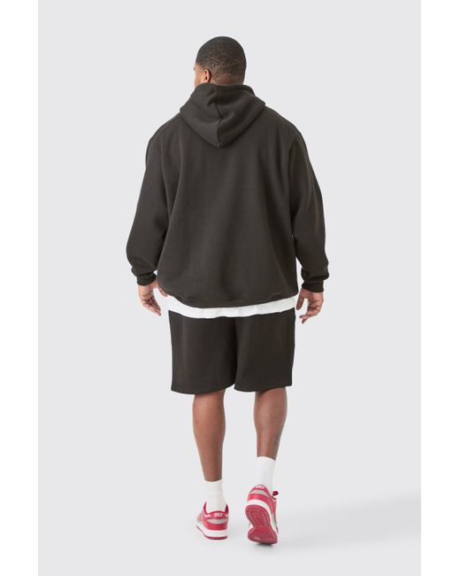 BoohooMAN Black Plus Oversized Fit Dog Print Jersey Shorts for men