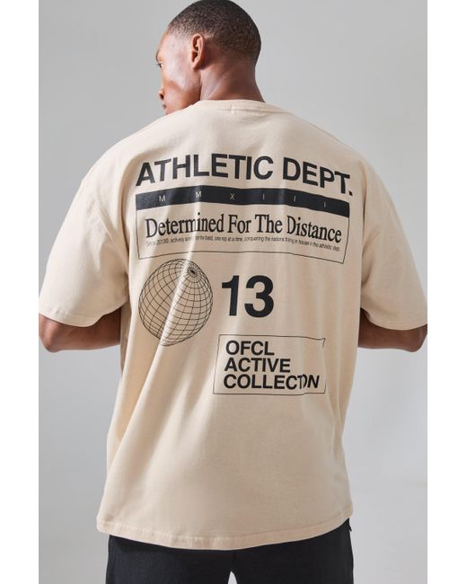 BoohooMAN Natural Active Athletic Dept. Oversized T-shirt for men