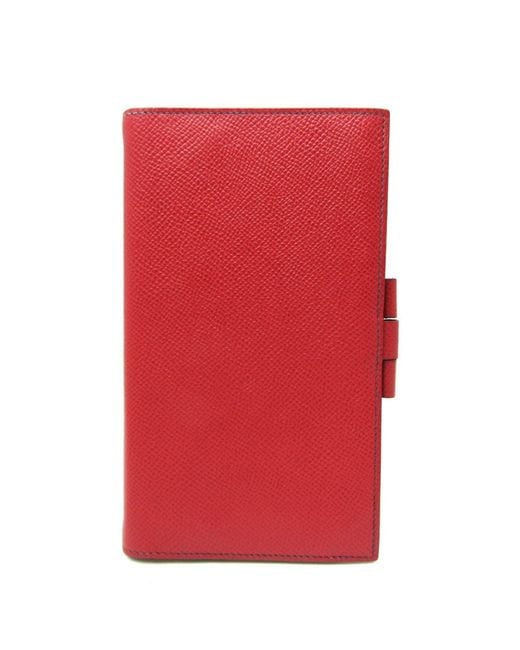 BoohooMAN Hermes Preloved Agenda Gm Red Leather Planner Unisex Wallets for men