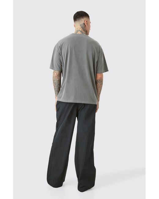 BoohooMAN Tall Oversize Acdc Acid Wash License T-shirt Grey in Gray für Herren