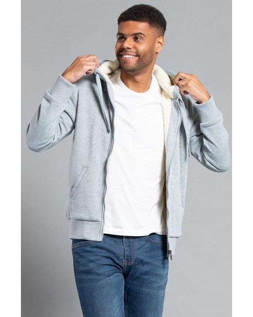 BoohooMAN Gray Tokyo Laundry Borg Lined Zip-through Hoody for men