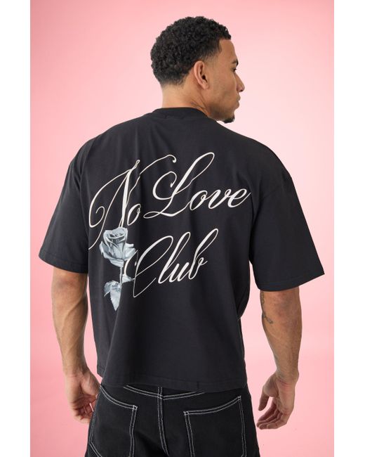 BoohooMAN Black Oversized Boxy No Love Print T-shirt for men