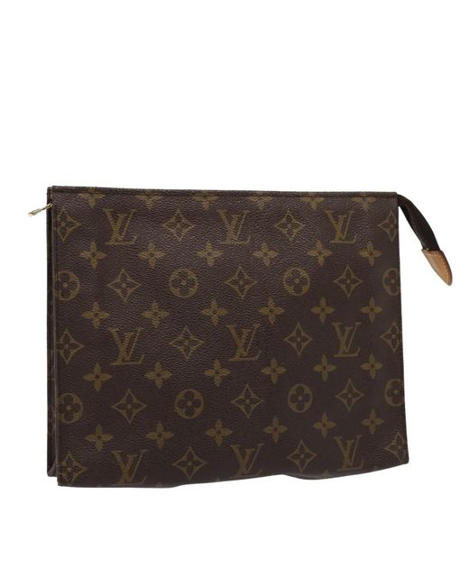 BoohooMAN Black Louis Vuitton Preloved Monogram Canvas Cosmetic Pouch Unisex - Brown Clutches for men