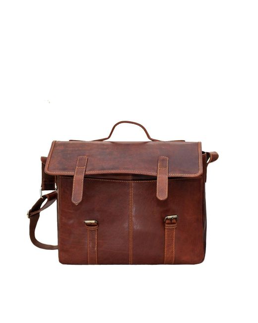 BoohooMAN Red Primehide 'gl10' Leather Briefcase for men