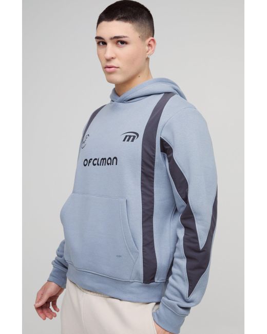 Sudadera Recta Con Capucha Y Panel En Contraste Boohoo de color Blue