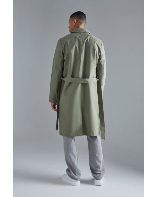 BoohooMAN Classic Belted Trench Coat in Gray für Herren