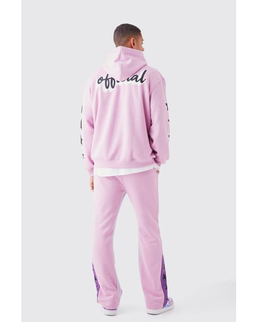 BoohooMAN Pink Official Oversized Star Gusset Tracksuit for men