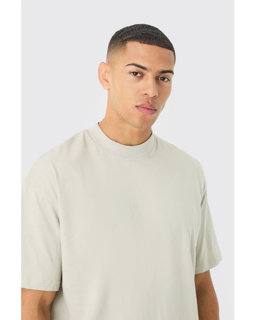 BoohooMAN White Oversized Extended Neck Boxy T-shirt for men