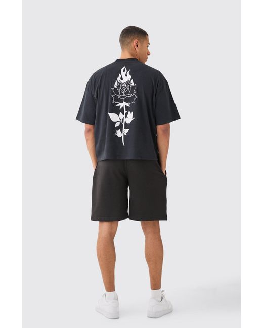 BoohooMAN Black Oversized Jersey Shorts for men